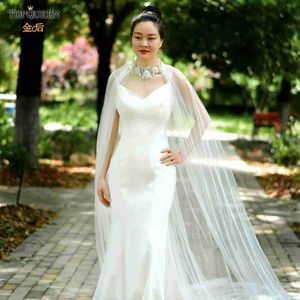 Women's Cape TopQueen G20 Bridal Shawl Summer Bolero For Women Draped Wedding Cape Veil Lace Top Chiffon Bolero Cape för Summer Bolero L230920