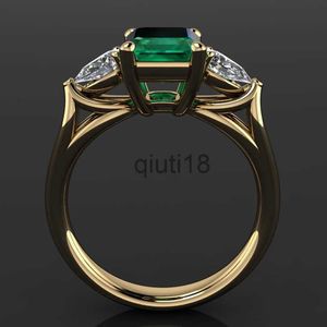 Bant Yüzük Alyanslar 14K Altın Takı Yeşil Zümrüt Yüzüğü Kadınlar için Bague Diamant Bizuteria Anillos De Saf Taş Dişileri 230712 X0920