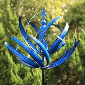 Decorações de jardim Moinho de vento giratório ao ar livre Escultura de moinho de vento de metal com estaca 3D Harlow Wind Spinner Rotadores Gramado Quintal Decoração de jardim 230920