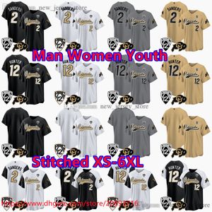 커스텀 DIY 디자인 야구 콜로라도 버팔로 2 Shedeur Sanders Jersey Ed 12 Travis Hunter Jerseys Shirts 남자 여자 어린이 소년 S-6XL