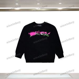 xinxinbuy Men designer Hoodie Sweatshirt 24ss Cursive Letter patch long sleeve women Black white S-2XL