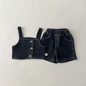 Kleidungssets MILANCEL Sommer Baby Kleidung Set Säugling Mädchen Hosenträger Weste Denim Shorts 2PCS Kleinkind Outwear