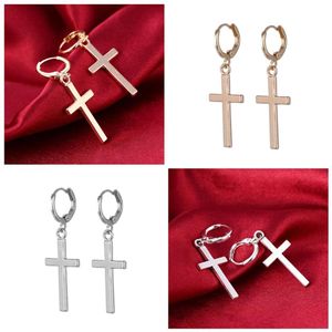 Простые модные женские бижутерия, серьги-капли в форме креста, винтажные серебряные, золотые, цветные серьги в виде крестов, подарки, висячие серьги Chande2744