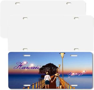 Wholesale Aluminium Sublimation License Plate Decor DIY Blank Rectangular Hanging Advertising Board 4-holes Car Number Tag Christmas Ornament 0920