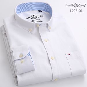 Мужские футболки 6XL Весна и осень Высококачественная хлопковая рубашка Оксфорд большого размера с длинным рукавом Чисто-белая деловая повседневная рубашка без железа 230920