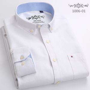 Männer T Shirts 6XL Frühling und Herbst Hohe Qualität Große Größe Baumwolle Oxford Spin Langarm Hemd Reines Weiß Business Casual Kein Eisen 230920