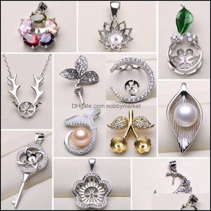 Schmuckeinstellungen Neue Perle Anhänger Zubehör 925 Silber Halskette DIY Frauen Mode Geschenk Drop Lieferung Dhgarden Otidr