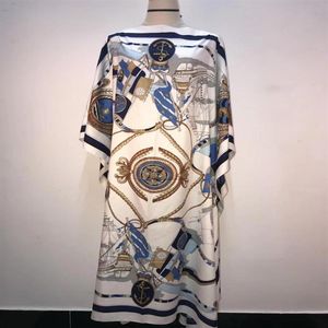 Mode tryckt sommar sexig siden kaftan klänning boho lång klänning full längd semester kvinnor strand kaftan afrikanska klänningar274o