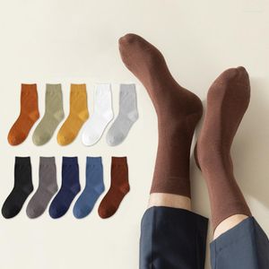 Erkek Çoraplar Erkekler Pamuk Orta Tüp İş İşletme Düz Renk Uzun Yumuşak Nefes Alabilir İlkbahar Yaz Günlük Deodorant Elbise Çorap