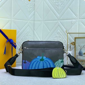 럭셔리 여성 가방 메신저 백 크로스 바디 가방 디자이너 호박 인쇄 3 피스 클래식 핸드백 남자 어깨 가방 패션 지갑 도매