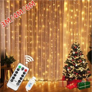 Decorazioni natalizie 4M 6M Ghirlanda per tende a LED sulla finestra Fata con festone USB con decorazione a LED per anno remoto 230919