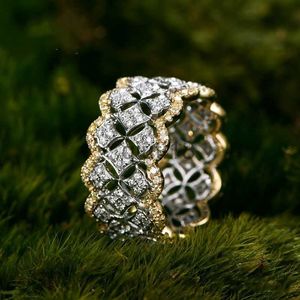 Pierścienie zespołowe Pierścień Ring 18K Rose Gold Pave Diamond Real 925 Srebrny srebrny bijou zaręczyny Wedding S For Women Bridal Party Biżuteria Prezent 230209 x0920