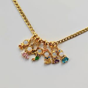 Chokers Stainless Steel Chain Fashion Trendy Originality Cute Sweet Colorful Shiny Zircon DIY Pendant Necklace For Women Girls Jewelry 230920