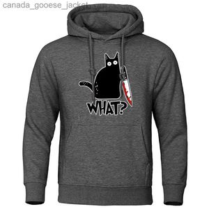 Erkek Hoodies Sweatshirts Erkekler Hoodie Sonbahar Moda Giyim Bıçağı Kedi Baskı Büyük Boyutlu Kapüşonlu Gevşek Gevşek Harajuku Hoody O-Neck Sweatshirt Erkekwearl230920