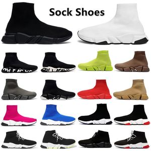 sock shoes men women causal running shoe speed trainer Graffiti Triple Black White Lurex Knit Metallic Grey Oreo Neon Slip-on mens womens trainers sports sneakers