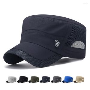 Baretten Militaire Caps Mannen Sneldrogende Hoed Zomer Mesh Platte Outdoor Cadet Trucker Snapback Baseball Cap Leger Vizieren Gorras