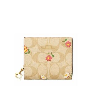 Snap Wallet In Signature Canvas With Nostalgic Ditsy Print - Light Brown/Multi