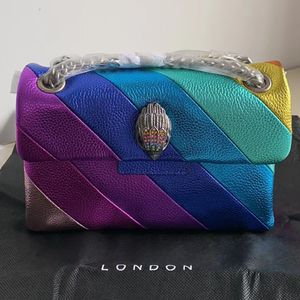 Yeni akşam çantaları kg gökkuşağı kadınlar zincir zinciri renkli tasarımcı çanta deri omuz çantası çapraz çanta kalp şekilli