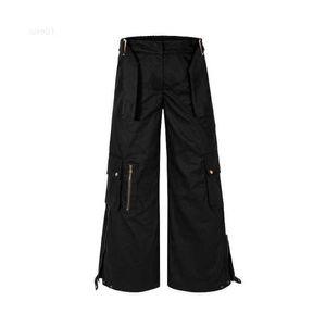 High street mode märke Micro Flare Side Zipper Stora fickan Workwear Pants Straight Tube Loose Wide Leg Casual Pants9B52