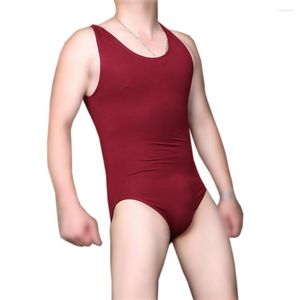 Herren Tank Tops Einfarbig Charme Männer Hohe Elastische Baumwolle Lycra Einteilige Klassische Enge Weste Sexy Unterwäsche Ärmellose Body