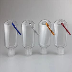 wholesale Bottiglie disinfettanti per mani vuote da 50 ml Bottiglia riutilizzabile di alcol con gancio portachiavi Bottiglia di gel trasparente trasparente portatile per esterni ZZ