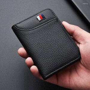 Carteiras 2023 Multifuncional Carteira de Couro Moda Masculina Soft Thin ID Card Titular Slim Small Business