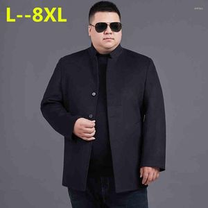 Мужские куртки осень 5XL 8XL зима 6XL мужские шерстяные пальто с воротником-стойкой деловые мужские однотонные утепленные шерстяные пальто