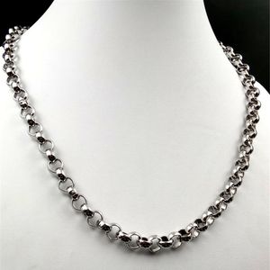 2020 jewelry 18-40 inch Father Gifts 10mm Silver stainless steel Huge Fashion Shiny Round Rolo Link- chain necklace269H