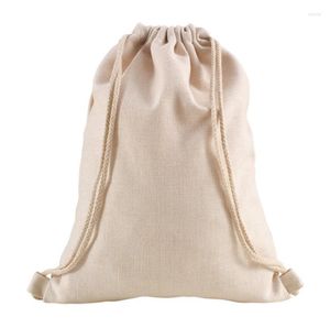 Storage Bags Sublimation Cotton Linen Drawstring Decor Reusable Muslin Sachet Bag Blanks DIY Backpacks Party Wedding Home SN4550