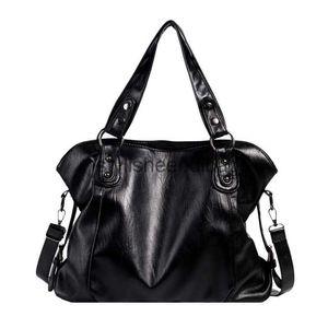 Shoulder Bags Big Black Shoulder Bags for Women Large Hobo Shopper Bag Solid Color Quality Soft Leather Crossbody Handbag Lady Travel Tote Bagstylisheendibags