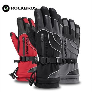 Skihandschuhe Rockbros Winter Motorrad Wasserdicht Fleece Thermo Snowboard Schneemobil Schnee Radfahren S133 230920