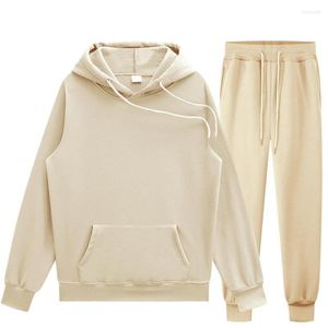 Men's Hoodies Fashion Hoodie Trousers Two-piece Casual Couple Solid Sportswear Women's Comfortable Campus Style Set