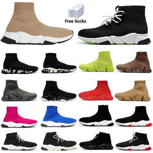 Sockskor män kvinnor kausal löpsko hastighet tränare graffiti trippel svart vit lurex stickad metallgrå oreo neon slip-on designer tränare sport sneakers 36-45