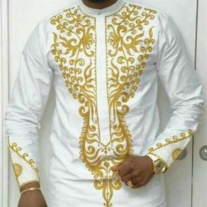 Roupas étnicas Vetement Femme 2021 Homens Roupas Bazin Riche Camisa Africana para Tradicional Plus Size Vestidos de Impressão Bordado Pa244s