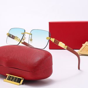 Mens Designer Glasses Sunglasses Rimless Square Blue Lens Peach Heart Gold Hardware Polishing Craft Fashion Rectangle C Decorate Arm Buff With box