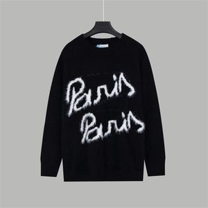 Mäns plus size hoodies Sweatshirts Designer Letter Brodery Round Neck Sweater Men's Sticked T -shirt Women's Casual Fashion Short Sleeve Q222