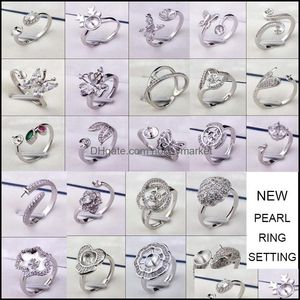 Smyckesinställningar Ny Diy Pearl Ring Fashion 925 Sier Zircon för kvinnor Justerbar storlek Julklapp 25 Drop Delivery Dhgarden Otpqg