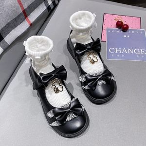 Elbise ayakkabı bayan tatlı dantel bowknot ayakkabı moda tasarımcısı kawaii lolita Mary jane flats kadınlar bahar deri platform beyaz somunlar 230920