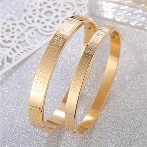 Trendy Edelstahl Armband Armreif Für Frauen Männer Gelb Gold Rose Gold Farbe Mädchen Liebhaber Mode Schmuck Accessoire262P