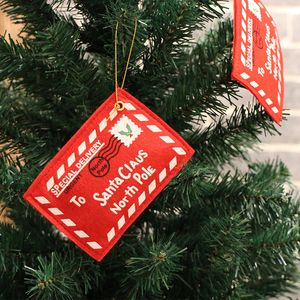 Busta rossa di Natale Borsa da lettera a Babbo Natale Ciondolo per albero di Natale Busta in tessuto non tessuto Busta creativa per cartoline di Natale P100