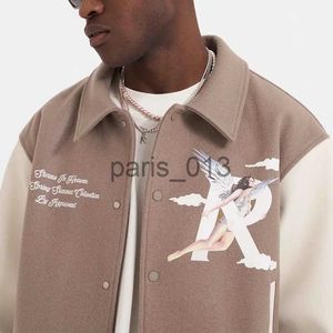 Men's Jackets Mens Baseball Jacket Greyish Brown Orange Casual Oversized Jackets Outerwear Men Women Hip Hop Streetwear MG230206 x0920