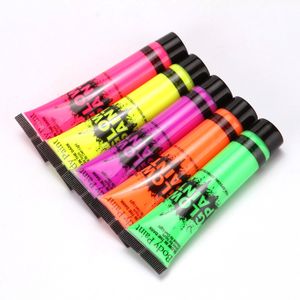 Pintura corporal 5 pcs arte corporal pintura neon fluorescente festa festival halloween cosplay maquiagem crianças pintura facial uv brilho pintura 230919