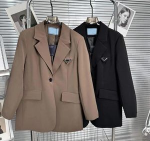 Autumn Women's Suits Blazers Coat Designer Button Jackets Fashion Matching Inverted Triangs Letter Long Suits Nylon Jacket Size S-L Tops Blazer