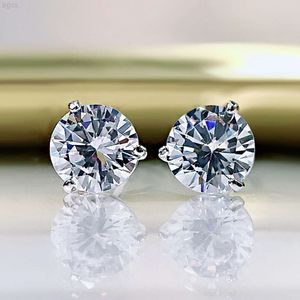 3 Prong Low Angle Setting VVS Moissanite Diamond Stud Earrings 925 Sterling Silver Ear Rings Custom For Men Women