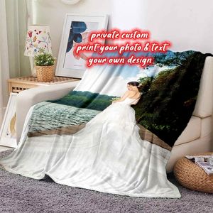 Decken Benutzerdefinierte Decke Flanelldecke Personalisierte Po-Fleecedecken für Sofa oder Bett Geschenk Individueller DIY-Druck auf Tropfen 230920