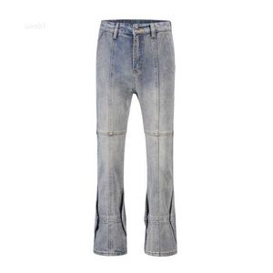 High Street Trendy Vibe Style Schnallendesign mit Liniennähten Straight Tube Micro Horn Jeansx1yp