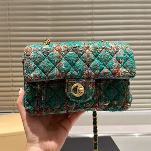 Designer Donna CF Mini borsa a tracolla trapuntata in tweed Francia Marchio di lusso in lana Borse a tracolla con patta piccola Borsa a tracolla con tracolla in lana pied de poule Borsa a tracolla