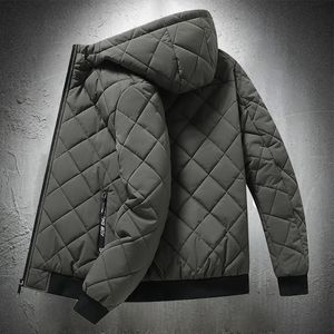 Mäns ner parkor jackor för män med huva hösten vinter bomull vadderad jacka män modekläder rombstruktur casual parkas plus storlek 5xl 230920