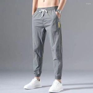 Erkek pantolon bahar sonbahar Kore moda gevşek rahat eşofmanlar erkek esnek yüksek bel kalem erkek cep büyük boy trend pantolon