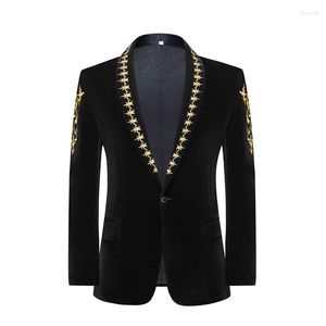 Men's Suits Men Blazer Prom Black Velvet Suit Jacket Embroidered Man Outfit For Event